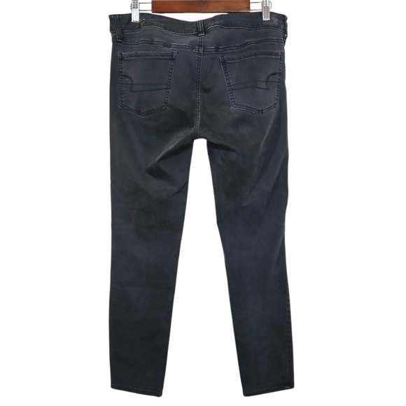 American Eagle Black Distressed Jegging Jeans 14 - Picture 3 of 9